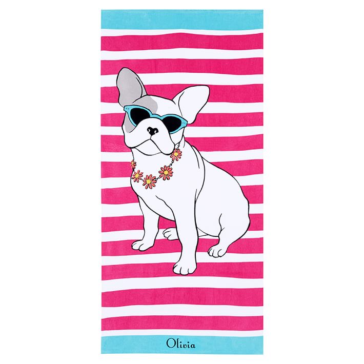 PBTeen Preppy Frenchie Beach Towel - 10 Summer Beach Towels - FINDS Blog