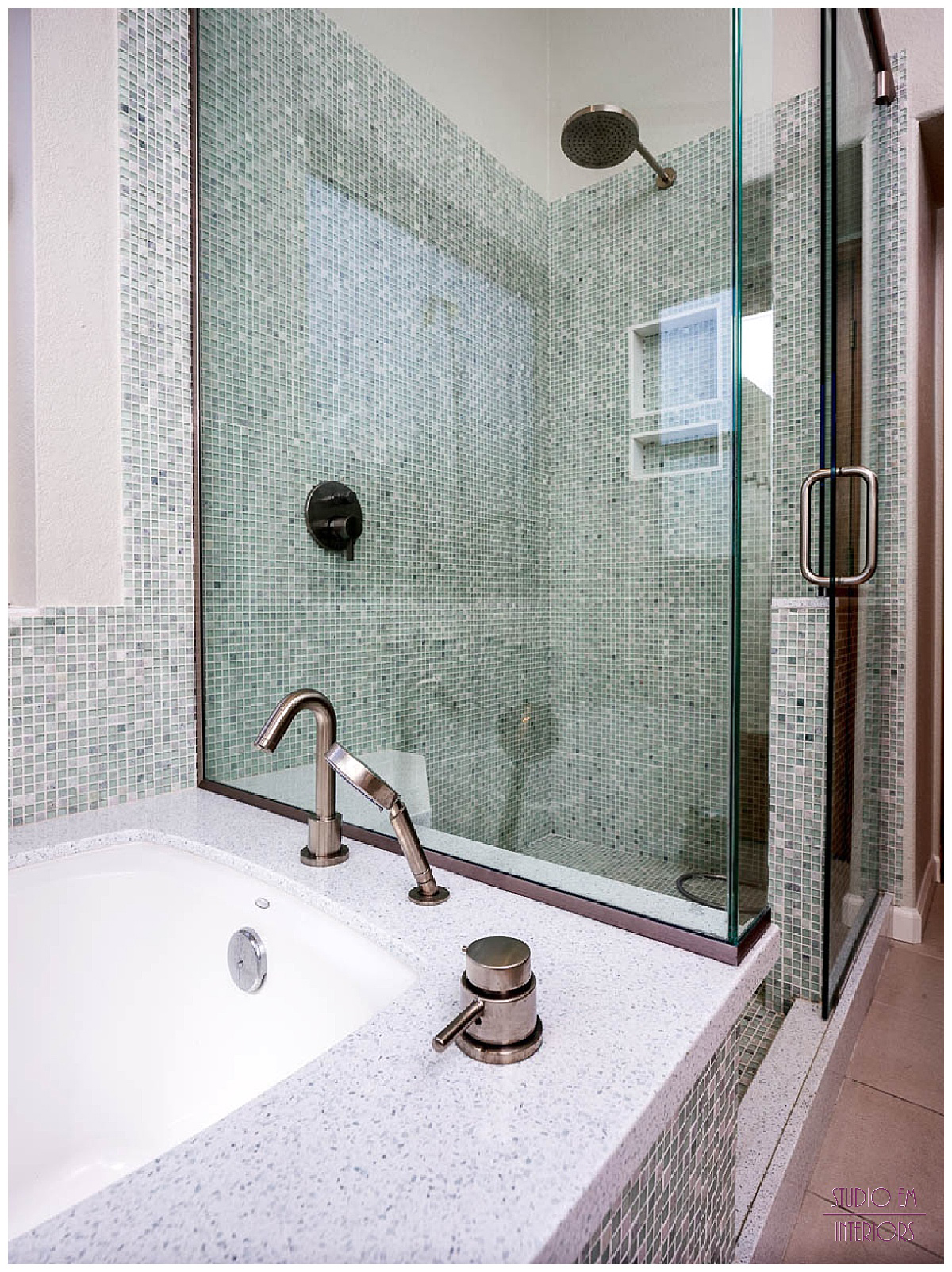 Chandler Spa Suite - Shower and Tub Detail - Studio Em Interiors